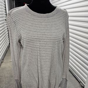 Aerie Light Gray Striped Long Sleeve Top